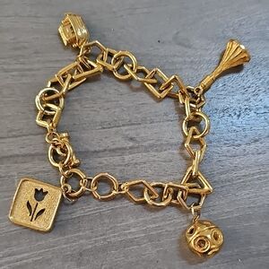 Vintage Gold Colored TupperwareCharm Bracelet